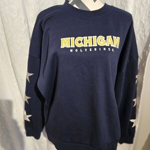 NEW WITHOUT TAGS Michigan Wolverines Navy Sweatshirt with Beaded Stars On Sleeve
